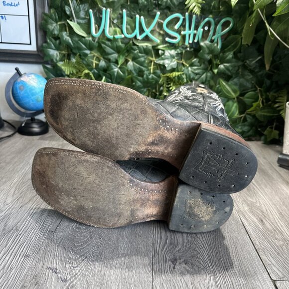 Tanner Mark Boots Mens TM205539 Print Fish Black Top Made in Mexico Size 9.5 - Picture 9 of 10